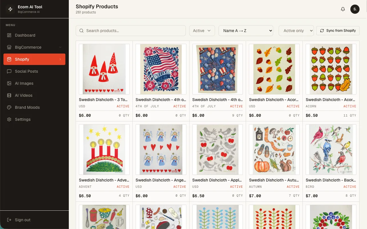 Products page