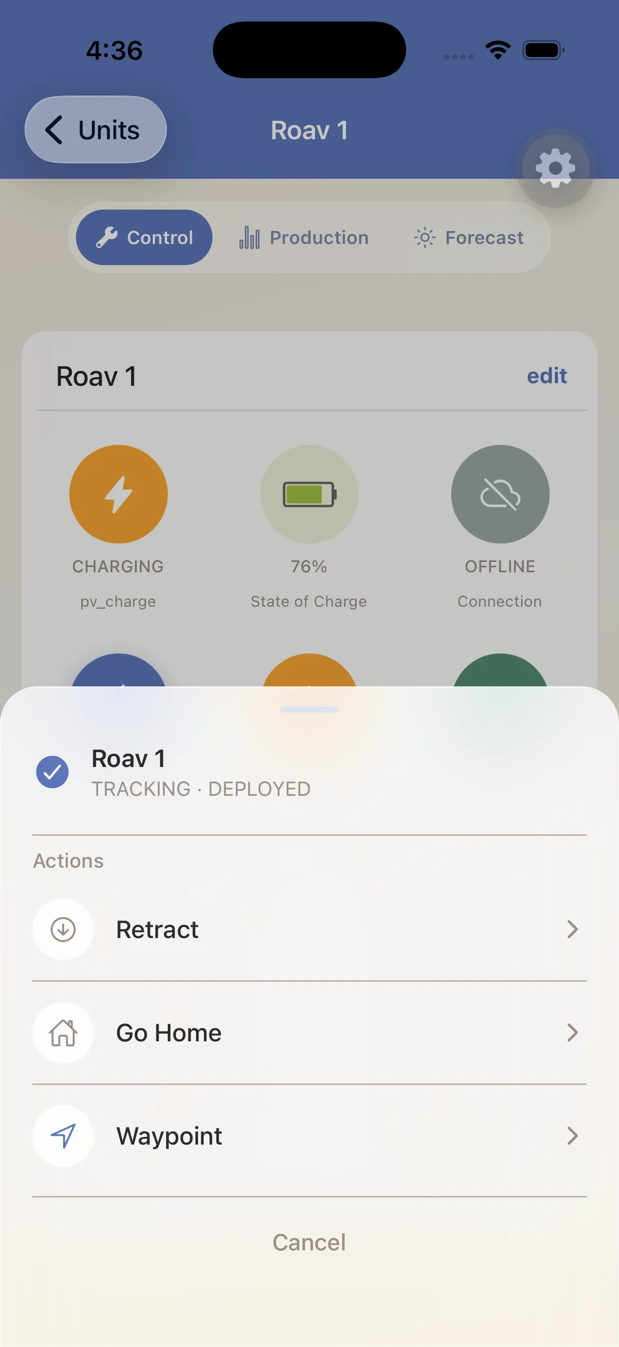 Actions sheet